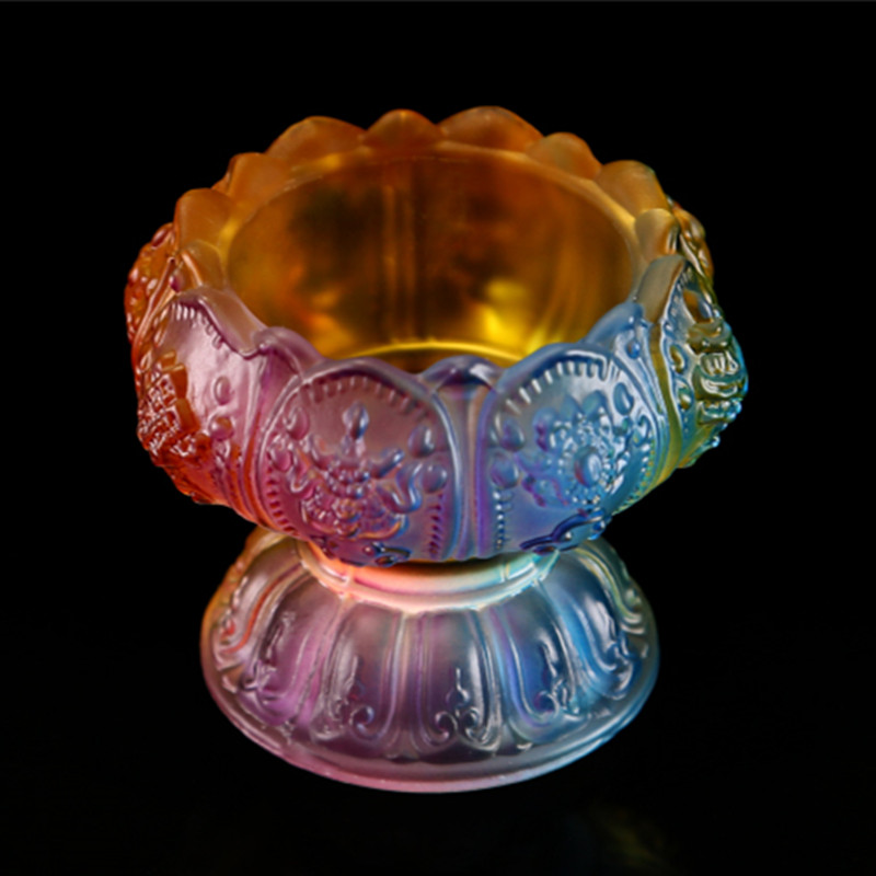 Creative Colorful Colored Glaze Water Supply Cup Decorations Guanyin God of Wealth Holy Water Cup Tools Buddha Hall Ornaments