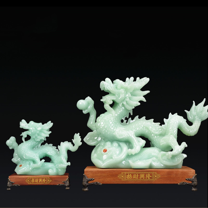 Chinese Lucky Money Dragon Jade Ornaments Crafts Home Living Room TV Cabinet Decorations Opening Gifts Office Desktop Decor