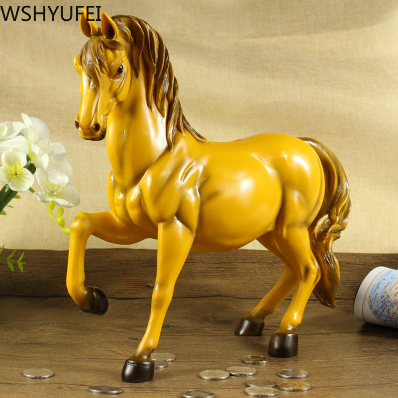 Creative Resin Piggy Bank Horse to success home furnishings horse Figurines Storage Money Jar Business Gifts Resin Crafts
