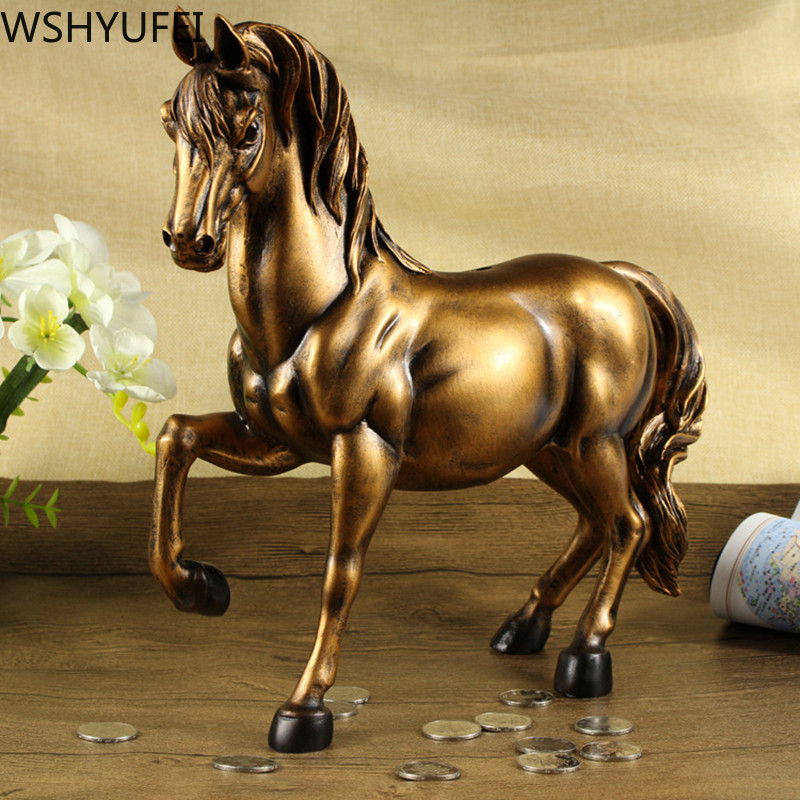 Creative Resin Piggy Bank Horse to success home furnishings horse Figurines Storage Money Jar Business Gifts Resin Crafts