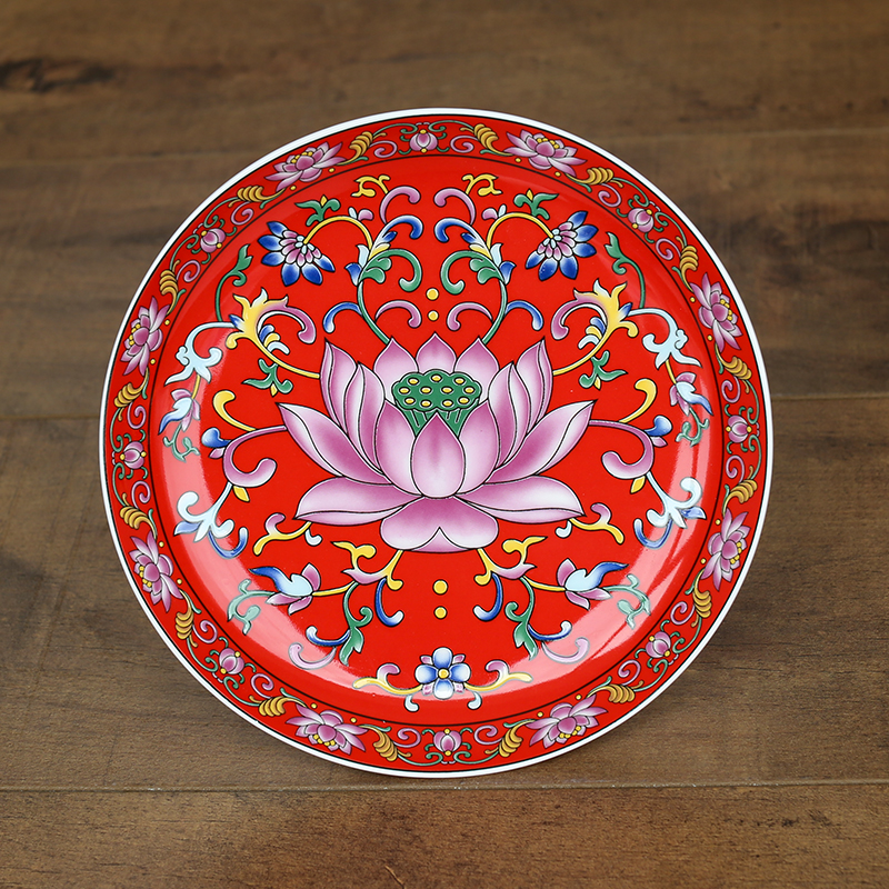 Chinese Ceramics Lotus Fruit Dish Ornaments Buddha Hall Enshrine Table Tall Feet for Disc Home Snack Ceramic Plate Decoration
