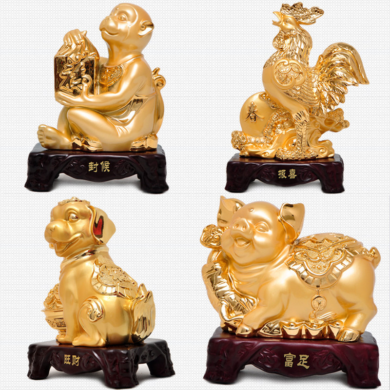 Twelve Zodiac Statue Feng Shui Resin Ornaments Living Room Wine Cabinet Decorations Office Desktop Decor Crafts Birthday Present