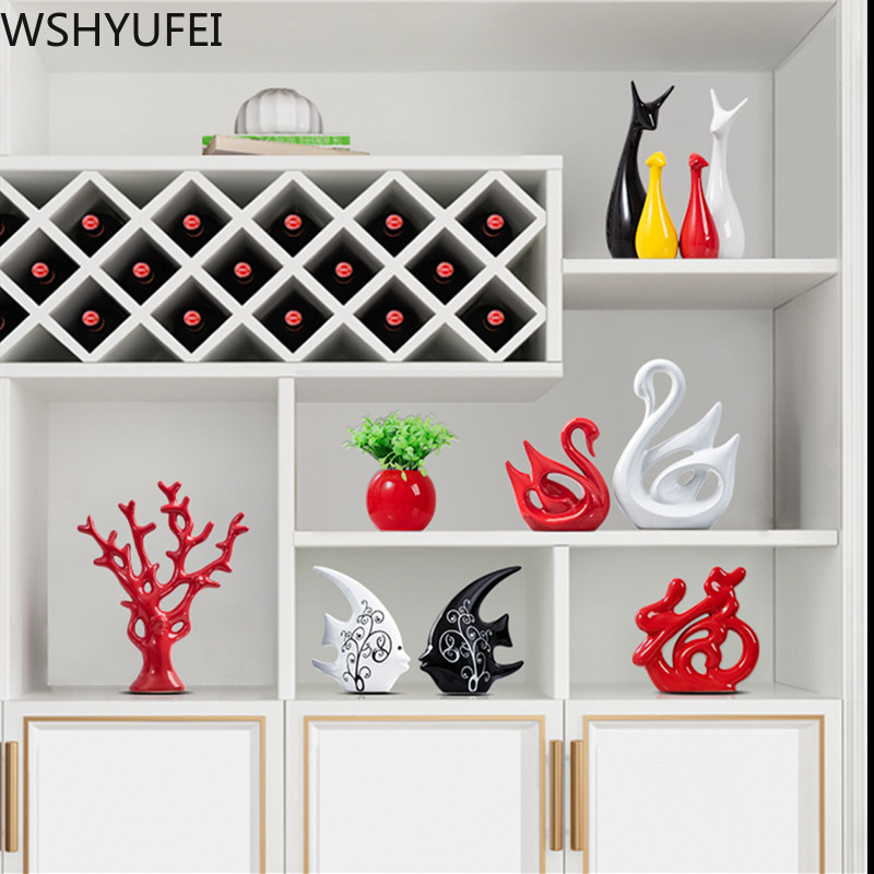 WSHYUFEI Nordic Modern Ceramic Figurines Livingroom bedroom Ornament Home Furnishing Decoration Office Crafts Birthday gift