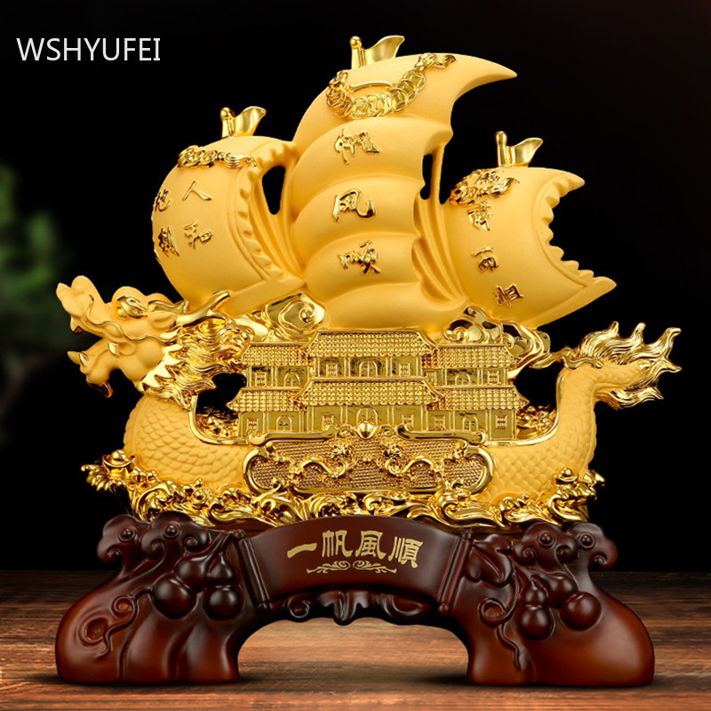 Smooth Sailing Resin Home Ornaments Crafts Living Room Study Auspicious Decoration Office Desktop Shop Opening Decor Gift