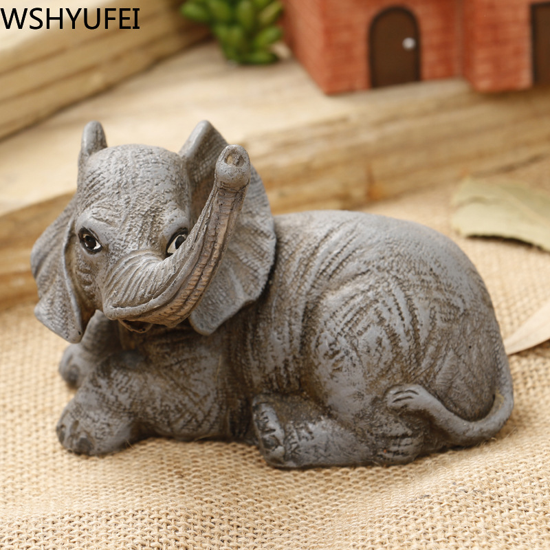 WSHYUFEI Creative Resin Elephant Figurines Desktop Crafts animal Statue Ornaments Nordic Vintage Home Decoration Gifts