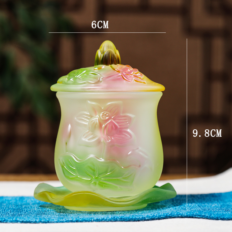 Buddha Hall Colored Glaze Water Purification Cup Ornaments Buddhist Lotus Water Supply Cup Decorations Home Decor Accessories