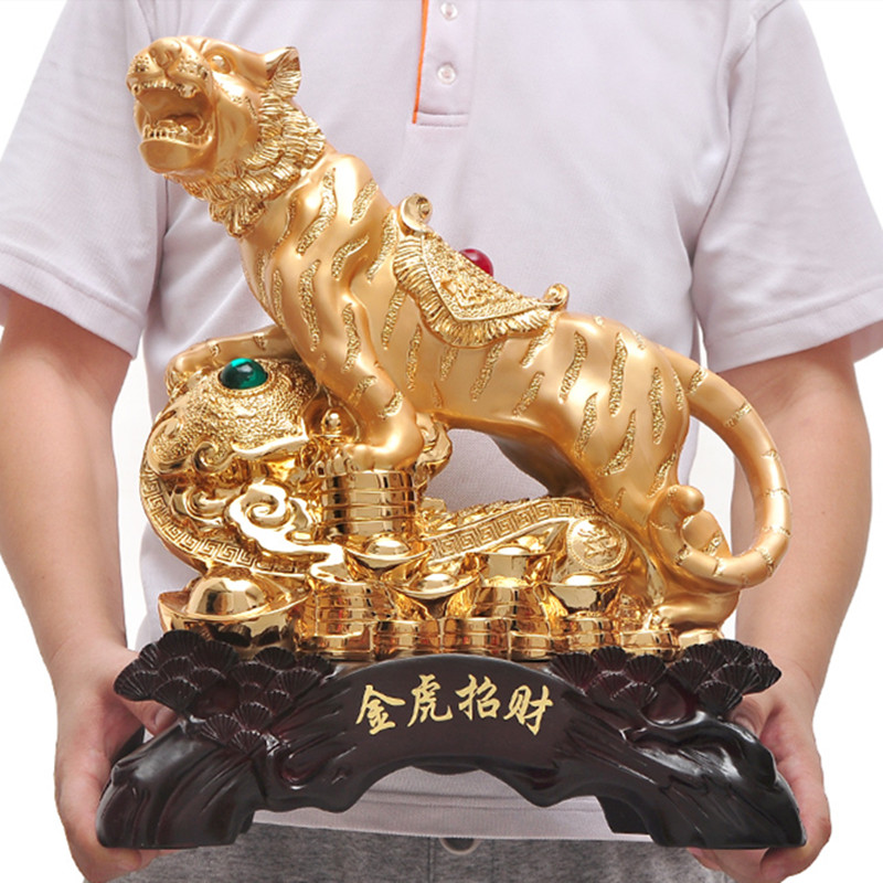 Chinese Resin Tiger Sculpture Ornaments Lucky Money Crafts Home Living RoomTV Cabinet Desktop Decorations Shop Opening Gifts