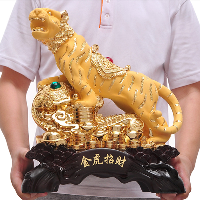 Chinese Resin Tiger Sculpture Ornaments Lucky Money Crafts Home Living RoomTV Cabinet Desktop Decorations Shop Opening Gifts