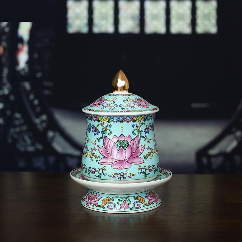Chinese Ceramics Water Supply Cup Decorations God of Wealth Holy Water Cup Tools Buddha Hall Worship Ornaments Accessories