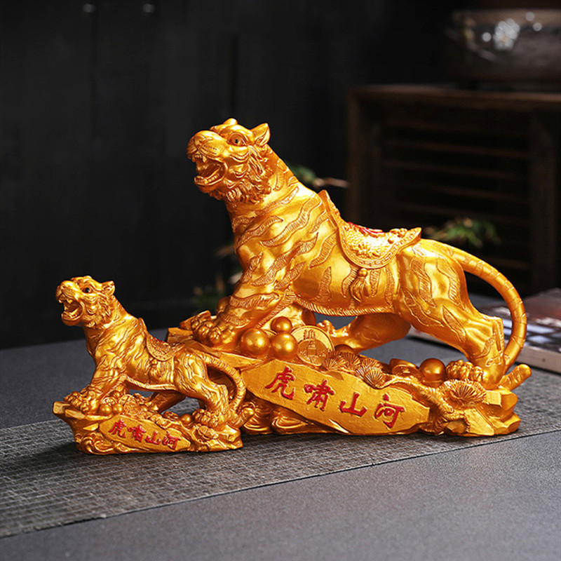 Chinese Resin Tiger Sculpture Decoration Living Room Office Desktop Ornaments Lucky Money Housewarming Opening Give Gifts Crafts
